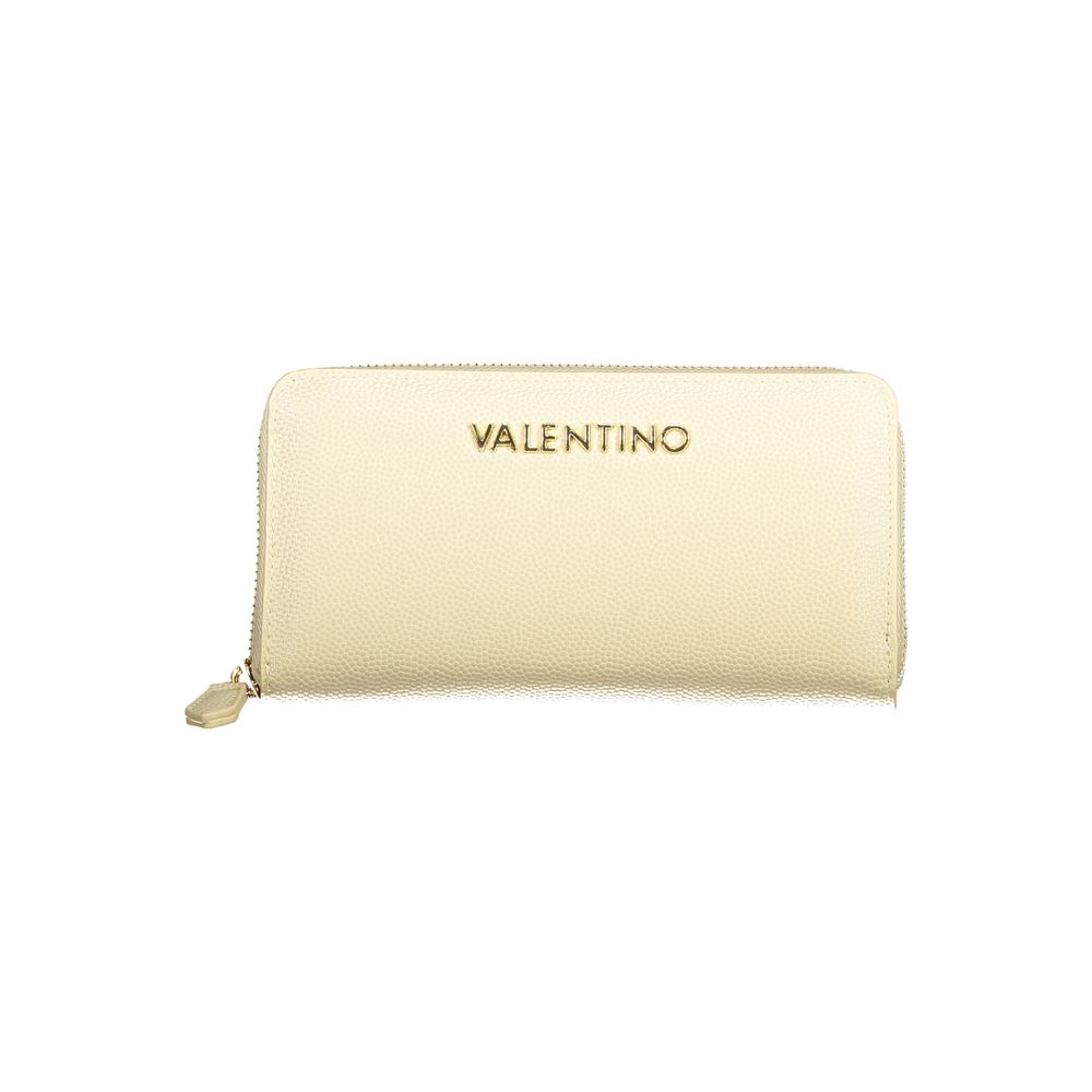 Mario Valentino Beige Faux Leather Wallet with Contrast Details