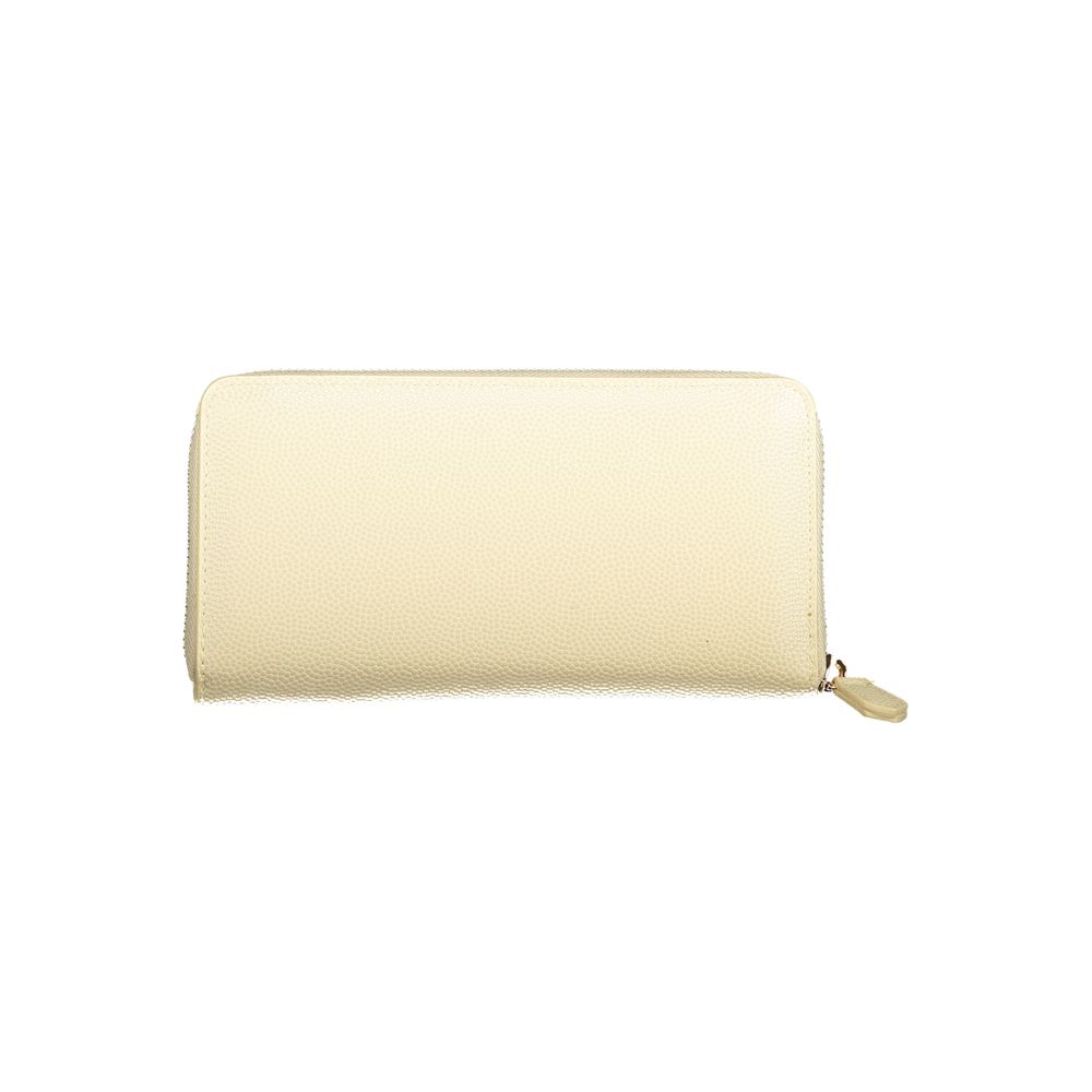 Mario Valentino Beige Faux Leather Wallet with Contrast Details