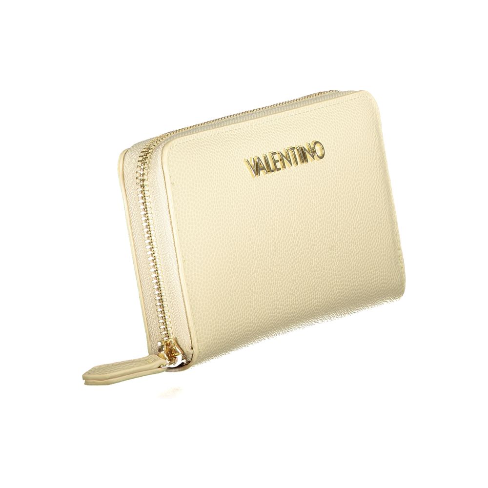 Mario Valentino Beige Faux Leather Wallet with Contrast Details