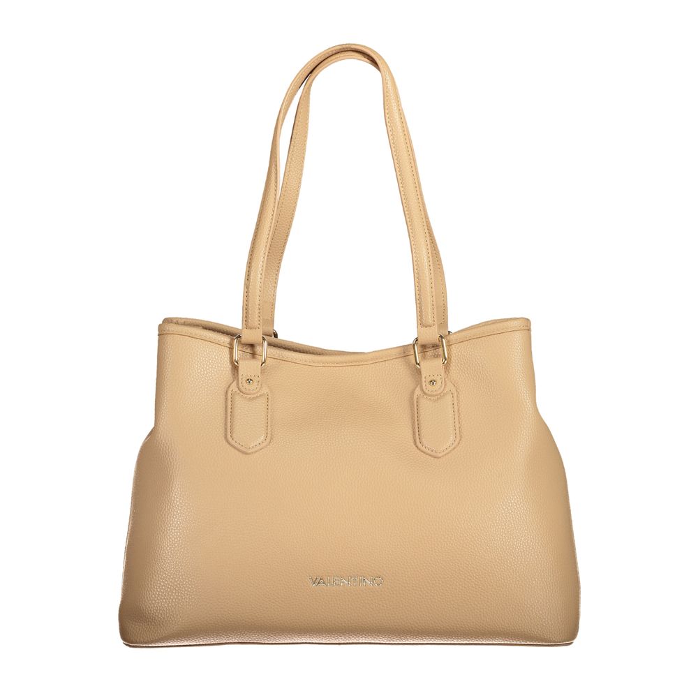Mario Valentino Beige Faux Leather Handbag with Adjustable Strap