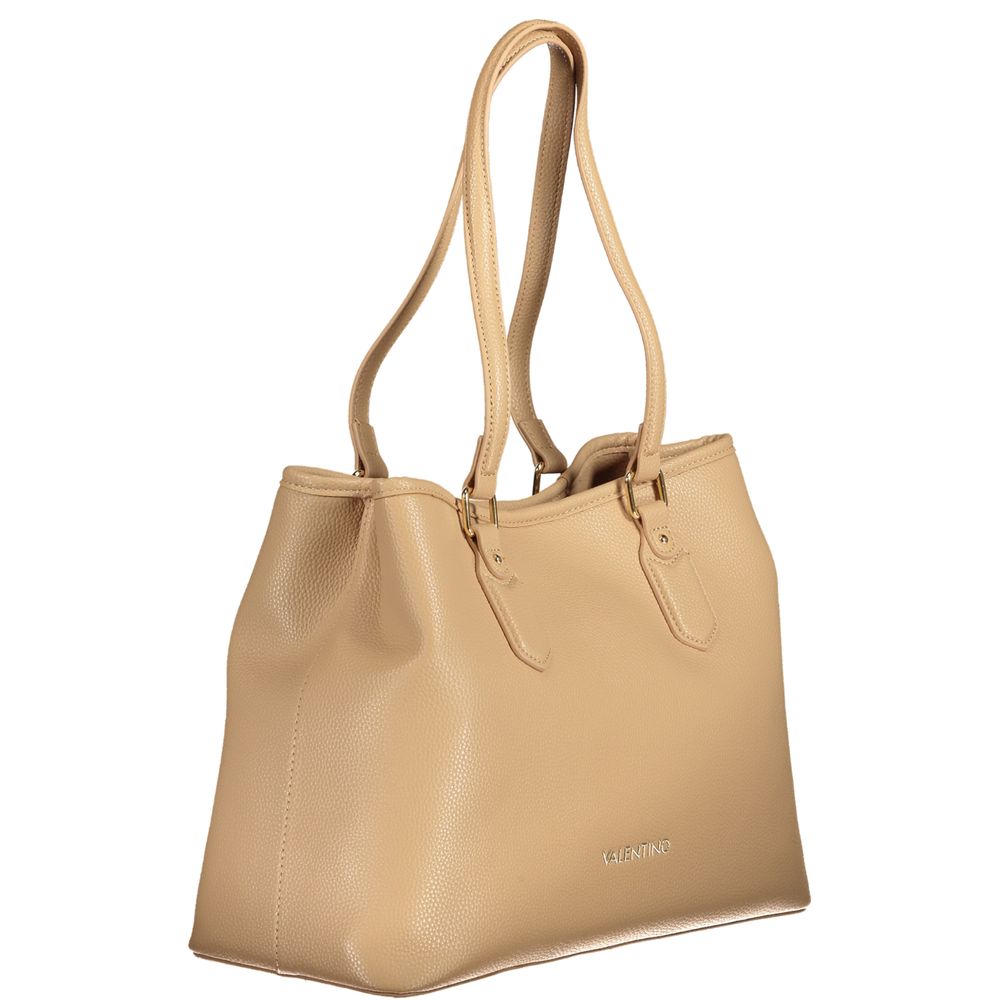 Mario Valentino Beige Faux Leather Handbag with Adjustable Strap