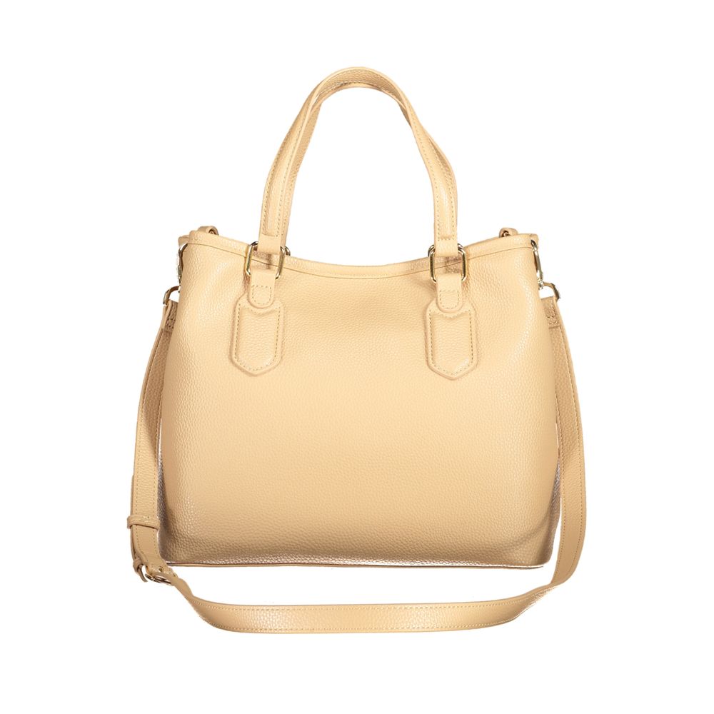 Mario Valentino Beige Faux Leather Handbag with Adjustable Strap