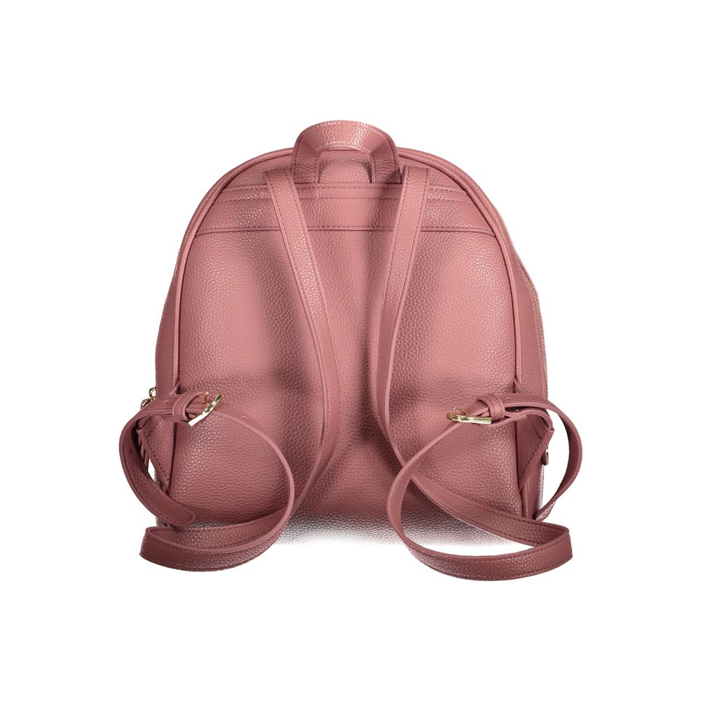 Mario Valentino Pink Faux Leather Backpack with Iconic Logo