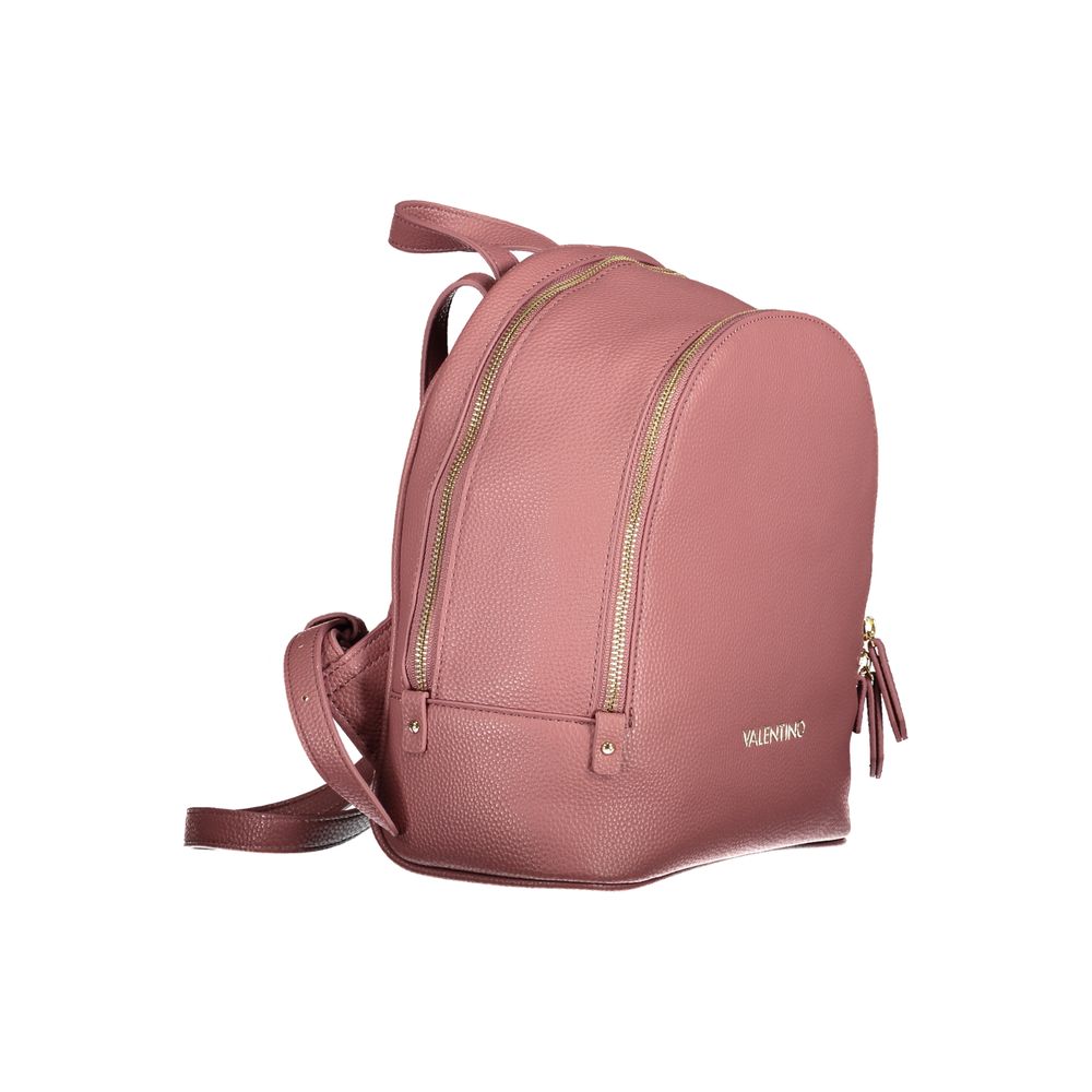 Mario Valentino Pink Faux Leather Backpack with Iconic Logo