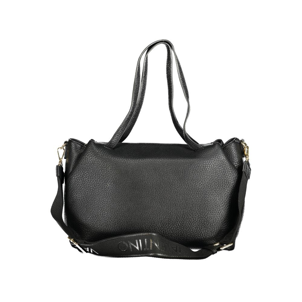 Mario Valentino Black Faux Leather Handbag with Logo Detail