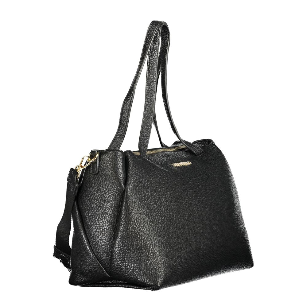 Mario Valentino Black Faux Leather Handbag with Logo Detail