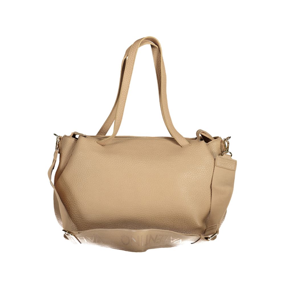 Mario Valentino Beige Faux Leather Handbag with Iconic Logo