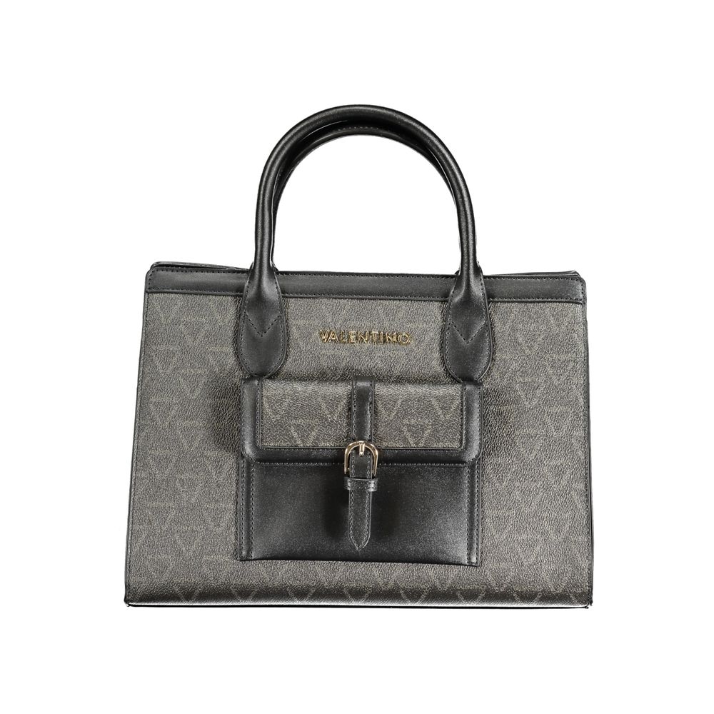 Mario Valentino Black Leather Handbag with Contrast Details