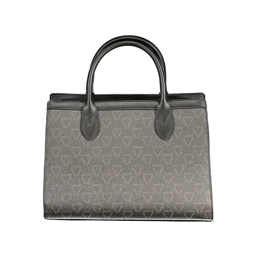 Mario Valentino Black Leather Handbag with Contrast Details