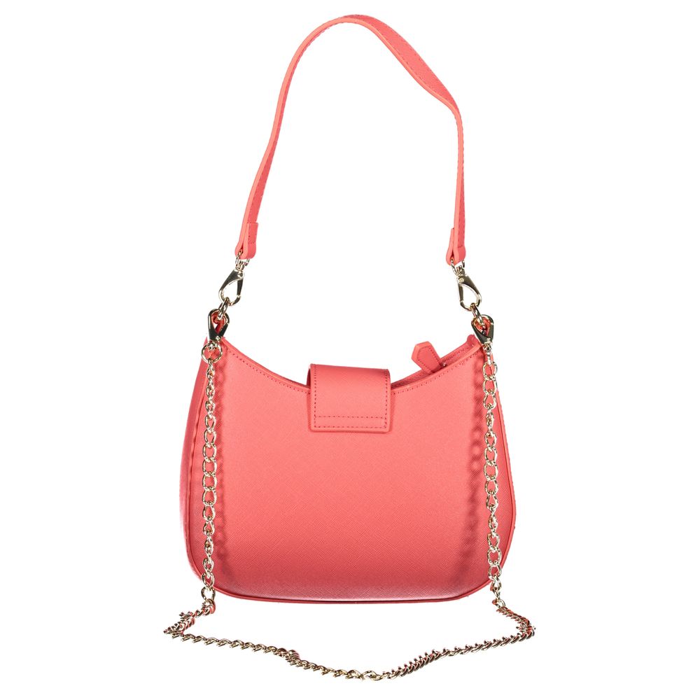 Mario Valentino Pink Leather Effect Handbag with Contrasting Details