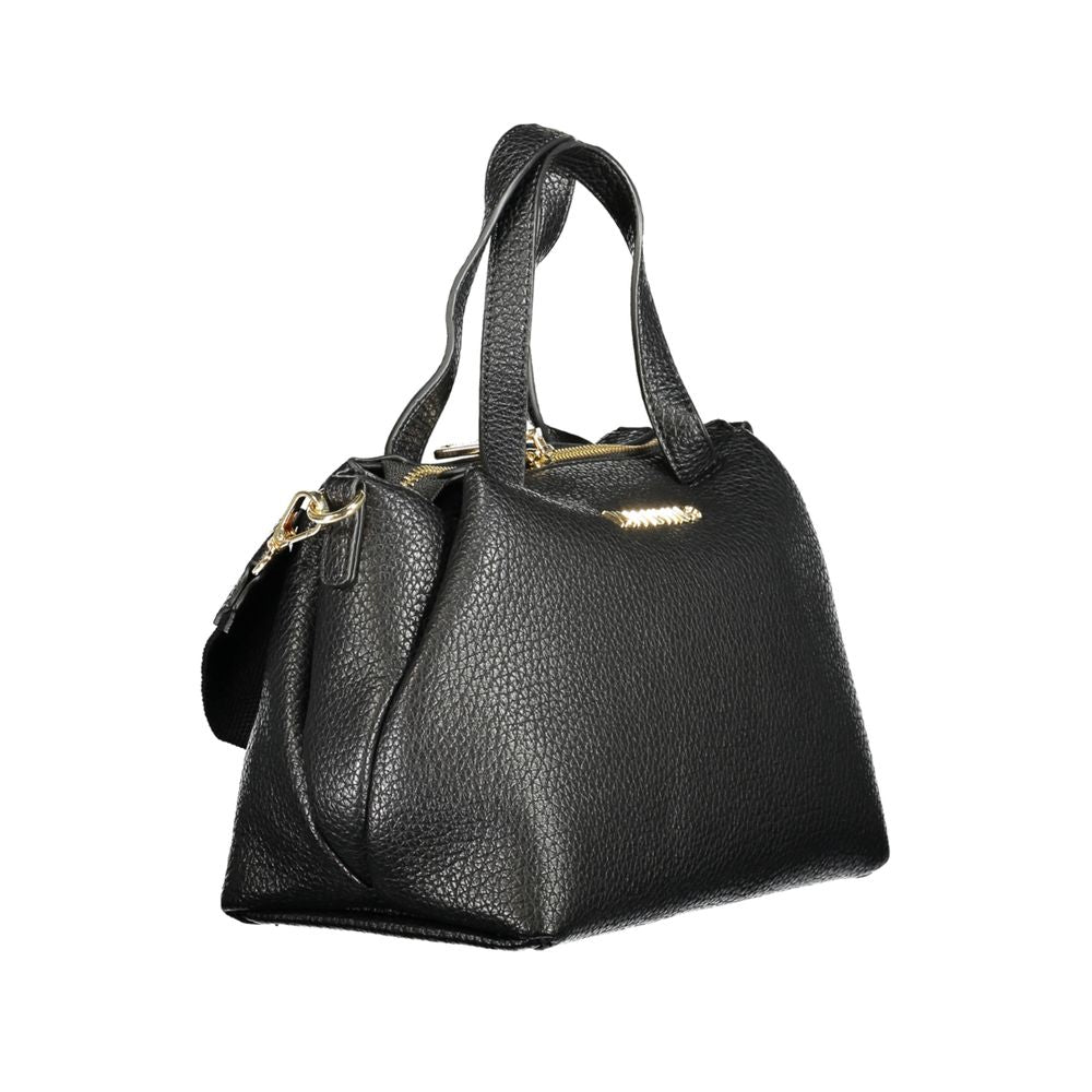 Mario Valentino Black Leather Effect Women Handbag with Dual Handles