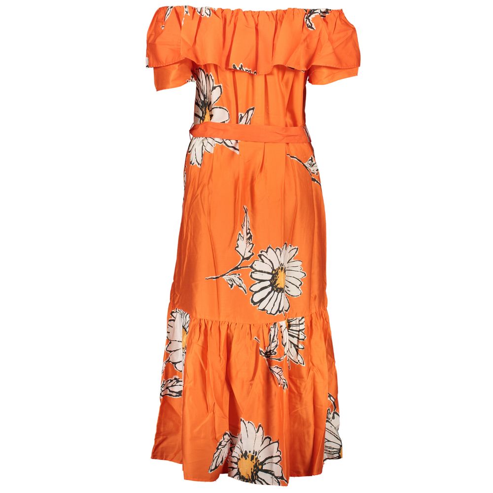 Desigual Orange Cotton Floral Maxi Summery Dress