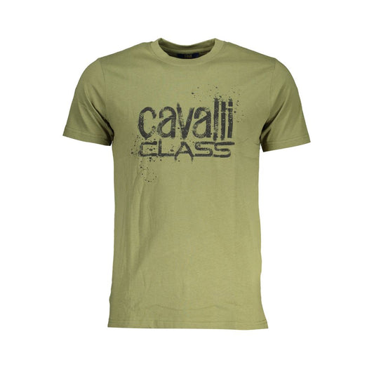 Cavalli Class Green Cotton T-Shirt: A Statement of Style and Comfort