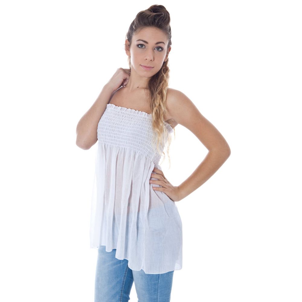 White Polyester Underwear Tank Top with Logo