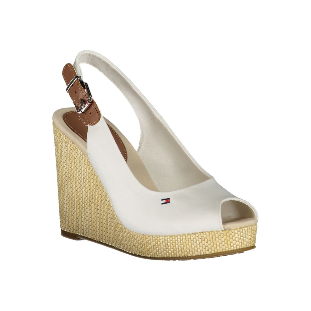 Tommy Hilfiger White Cotton Sandal with Wedge