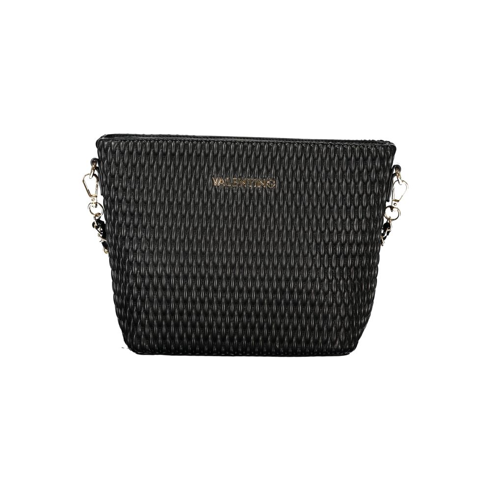 Mario Valentino Black Smooth Leather Handbag with Adjustable Strap