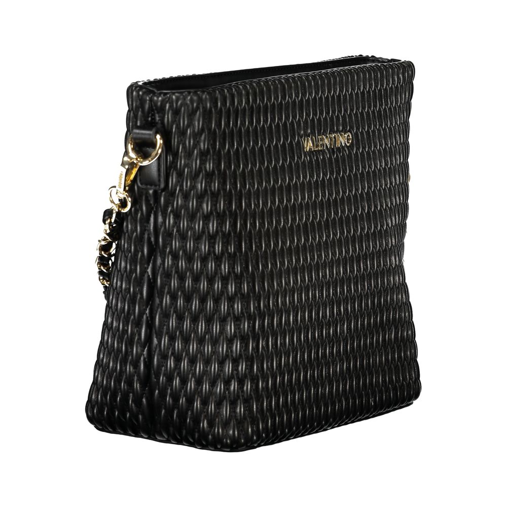 Mario Valentino Black Smooth Leather Handbag with Adjustable Strap