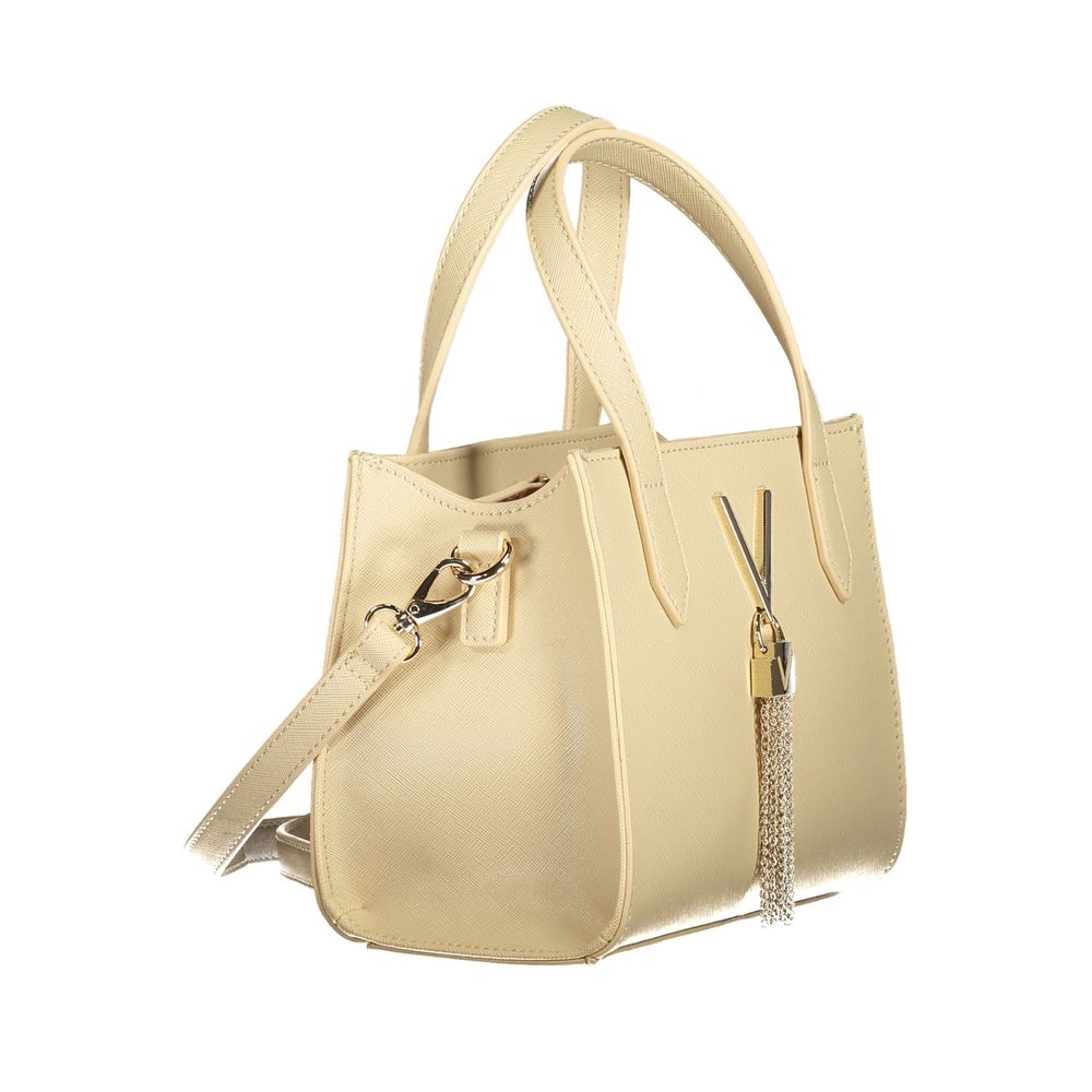 Mario Valentino Beige Faux Leather Handbag with Elegant Detailing