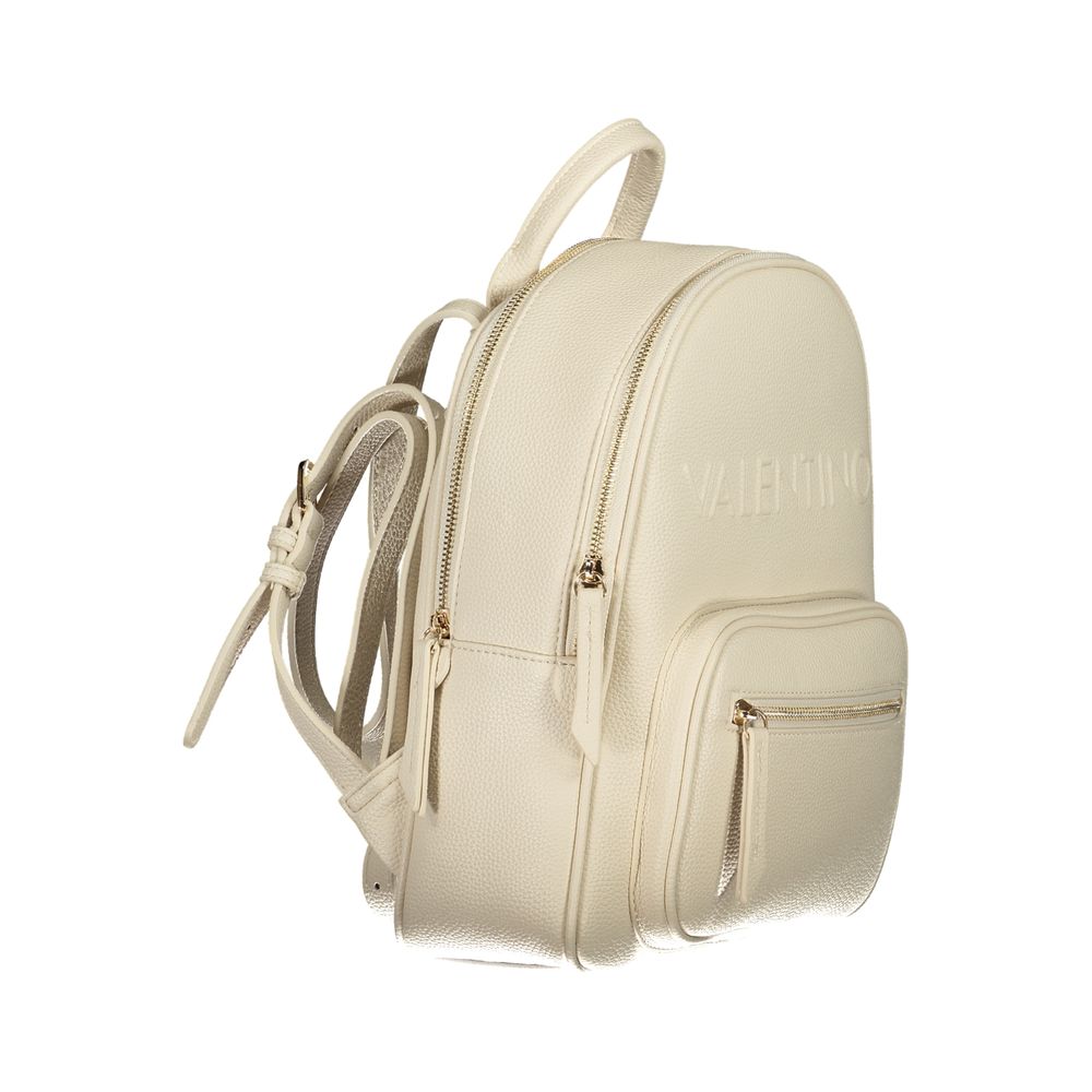 Mario Valentino Beige Leather Effect Backpack with Contrast Details