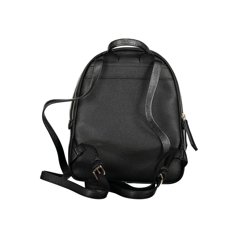 Mario Valentino Black Leather Effect Backpack with Adjustable Straps
