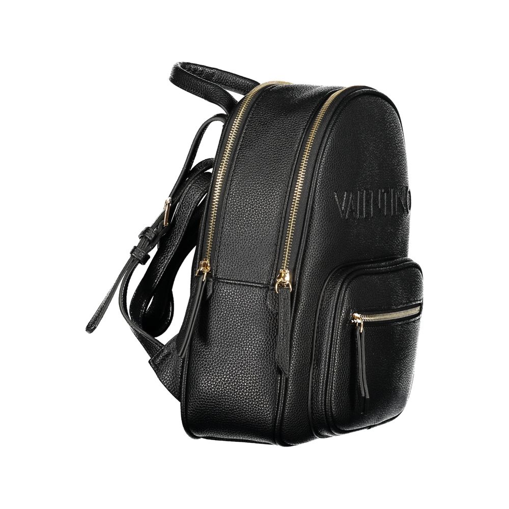 Mario Valentino Black Leather Effect Backpack with Adjustable Straps