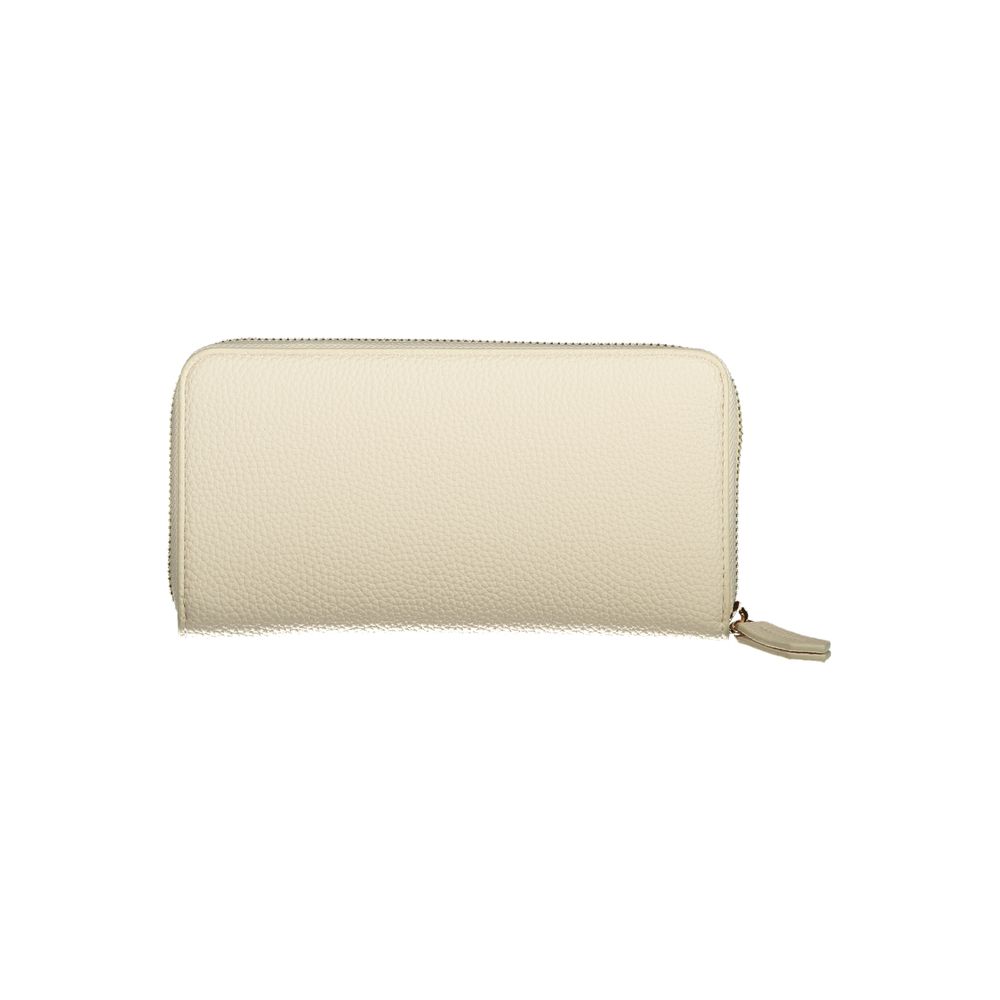 Mario Valentino Beige Leather Effect Wallet with Iconic Logo