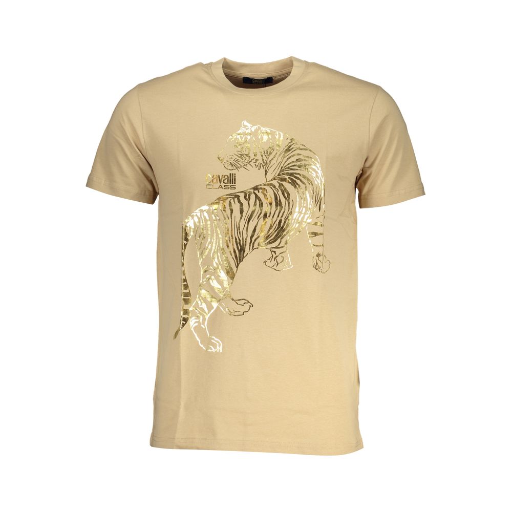 Cavalli Class Beige Cotton T-Shirt - Bold Street Chic