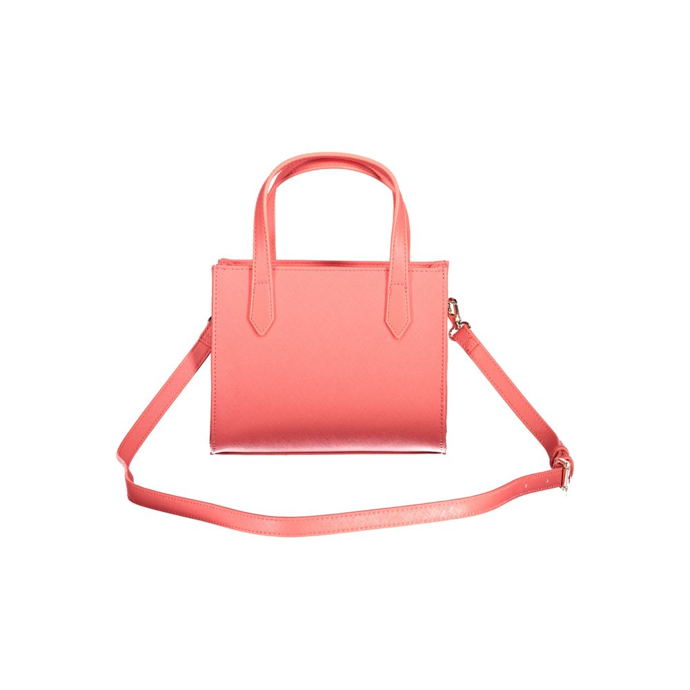 Mario Valentino Pink Faux Leather Handbag with Zip Closure
