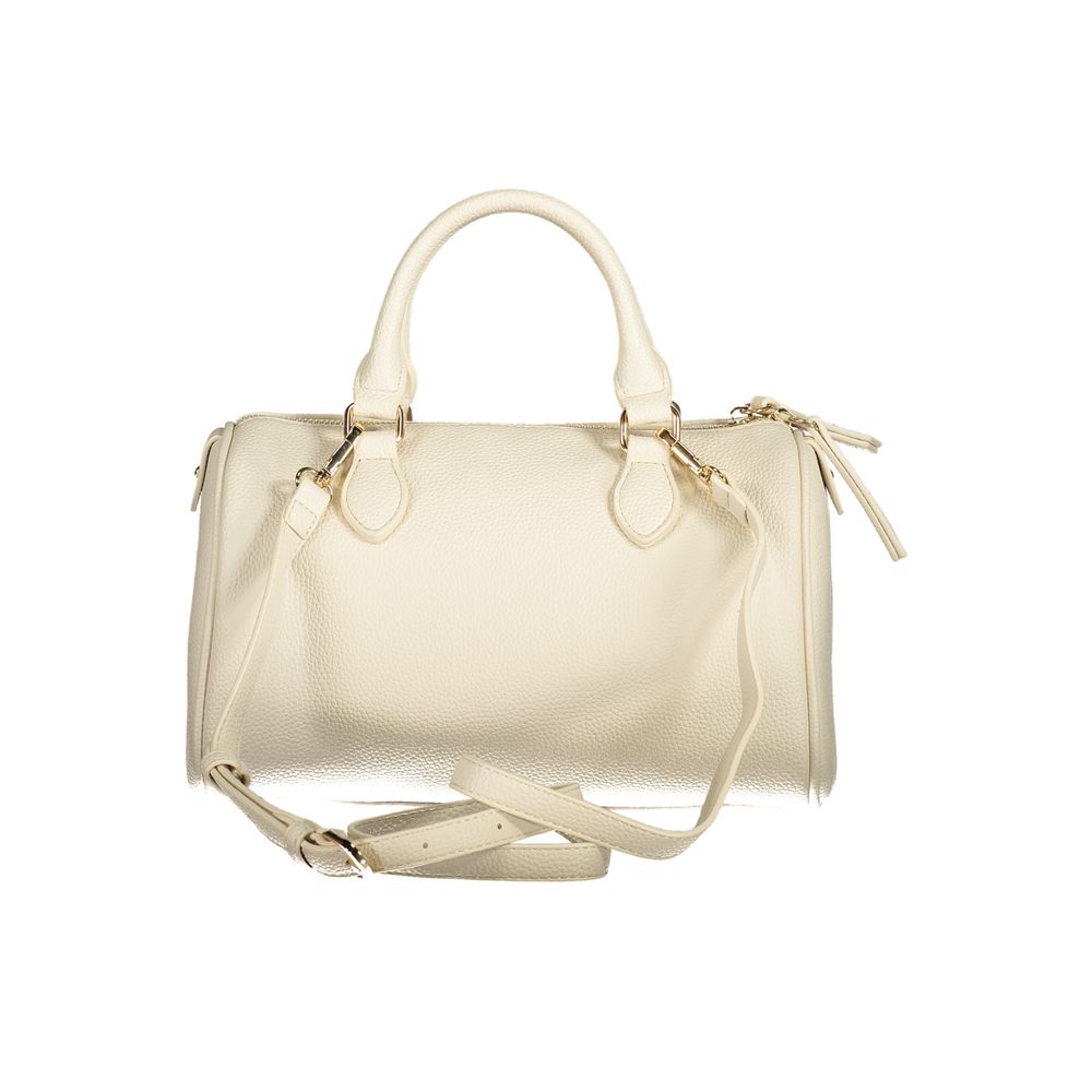 Mario Valentino Beige Faux Leather Handbag with Elegant Design