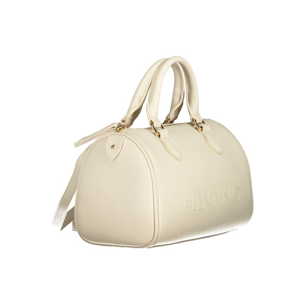 Mario Valentino Beige Faux Leather Handbag with Elegant Design