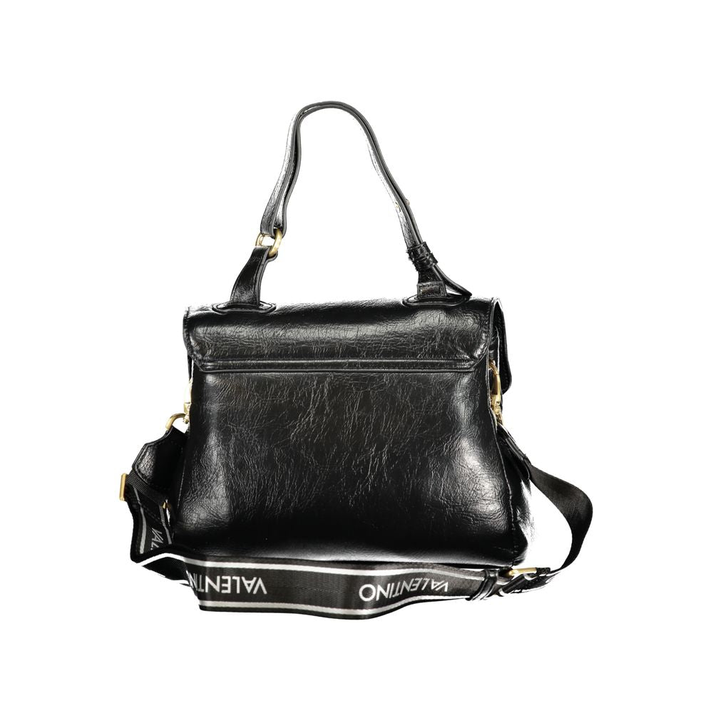 Mario Valentino Black Faux Leather Handbag with Iconic Logo