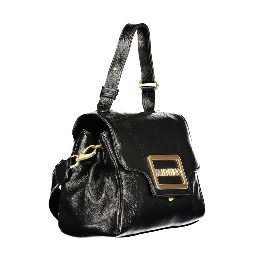 Mario Valentino Black Faux Leather Handbag with Iconic Logo