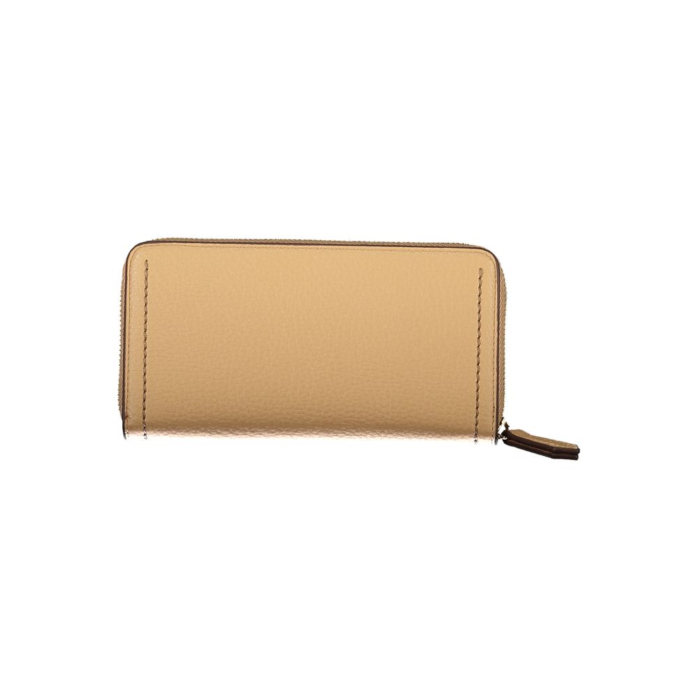 Mario Valentino Beige Faux Leather Women's Wallet with Iconic Logo