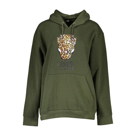 Cavalli Class Green Cotton Sweater with Hood