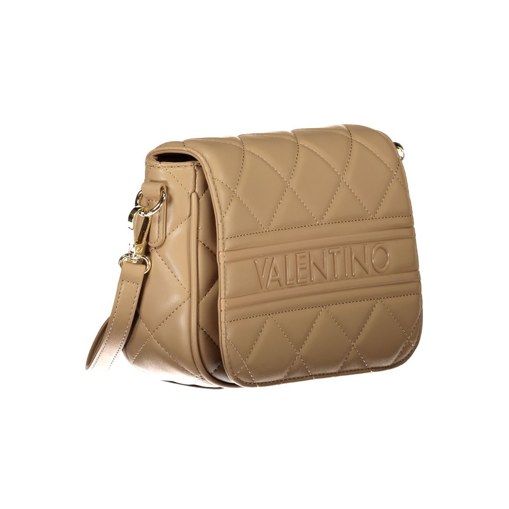 Mario Valentino Beige Leather-Finish Handbag with Adjustable Strap