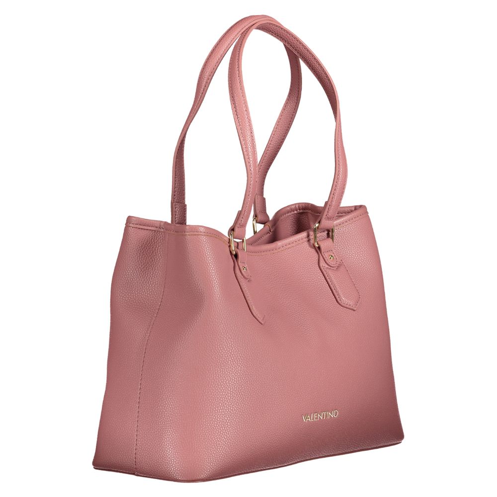 Mario Valentino Pink Faux Leather Handbag with Dual Compartment