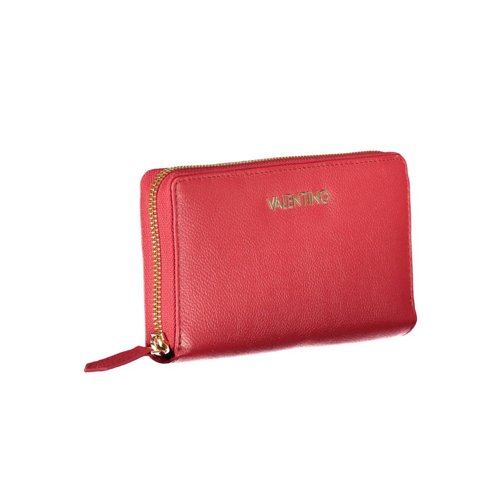 Valentino Bags Red Faux Leather Wallet with Zip Closure