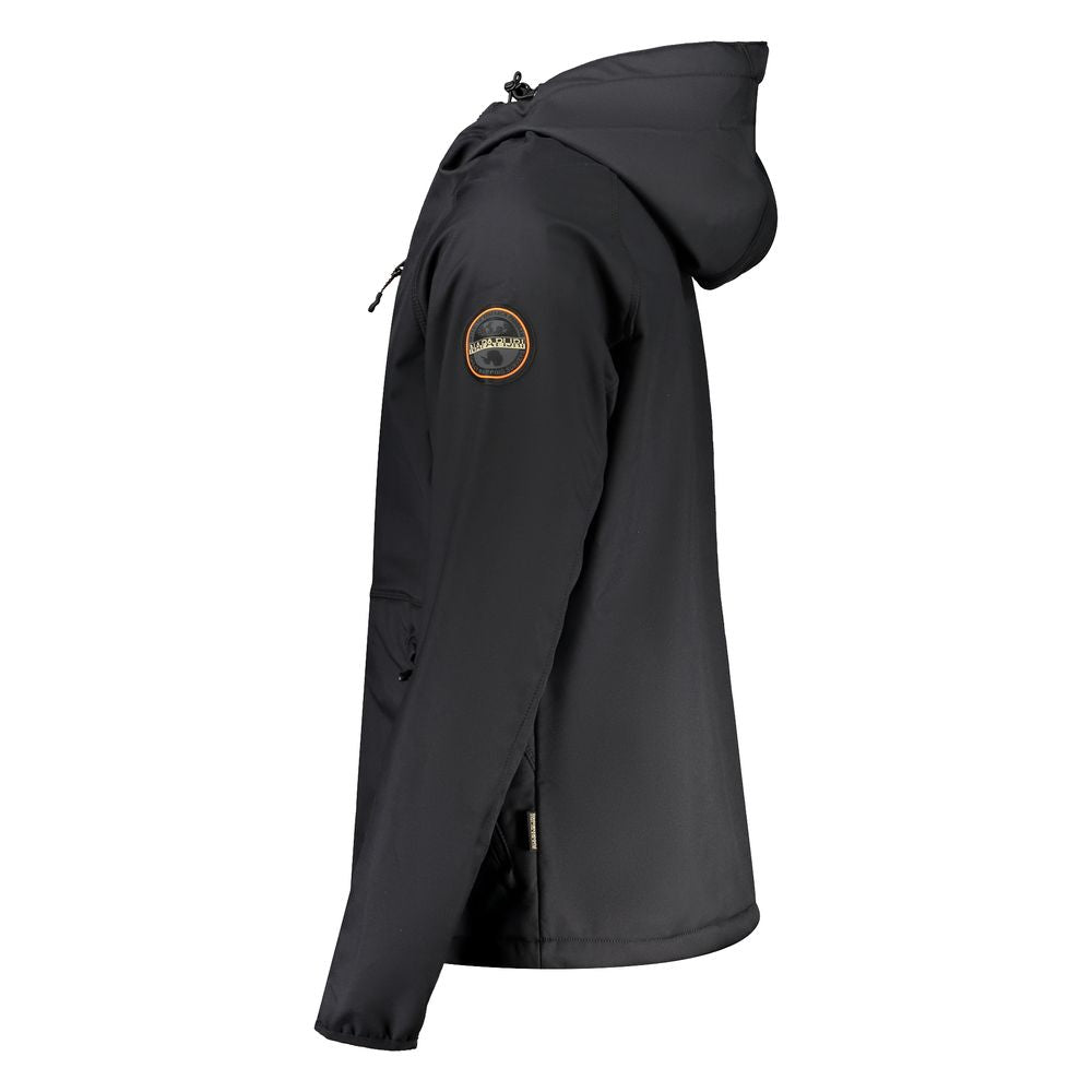 Napapijri Black Hooded Jacket with Contrast Detailing