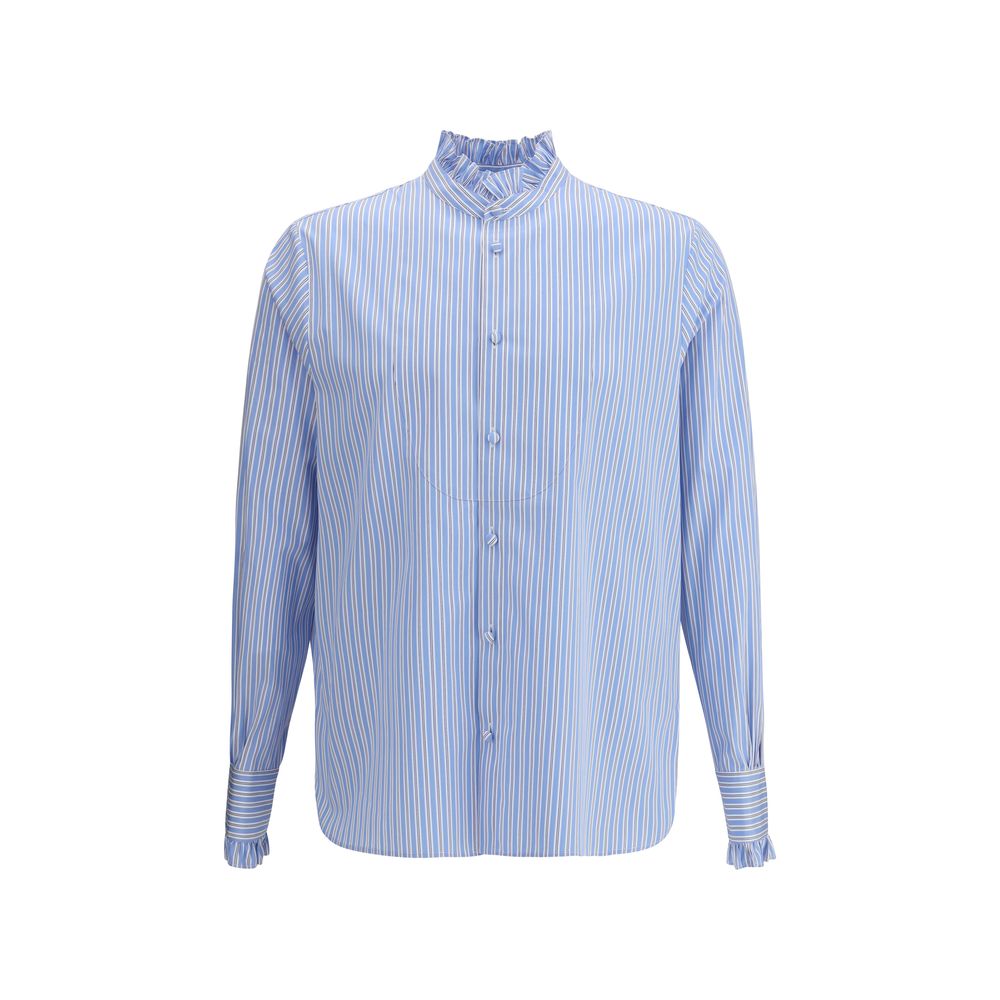 Valentino Striped Plastron and Ruffle Shirt