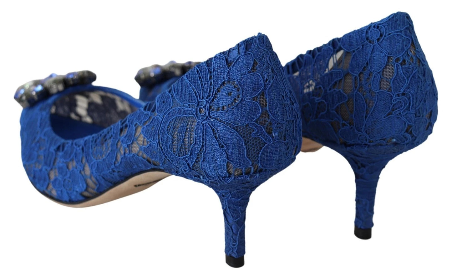 Dolce & Gabbana Blue Lace Crystal Ballet Pumps