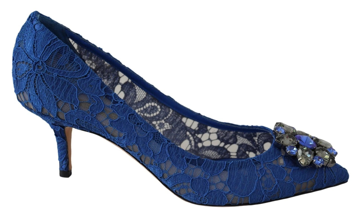Dolce & Gabbana Blue Lace Crystal Ballet Pumps