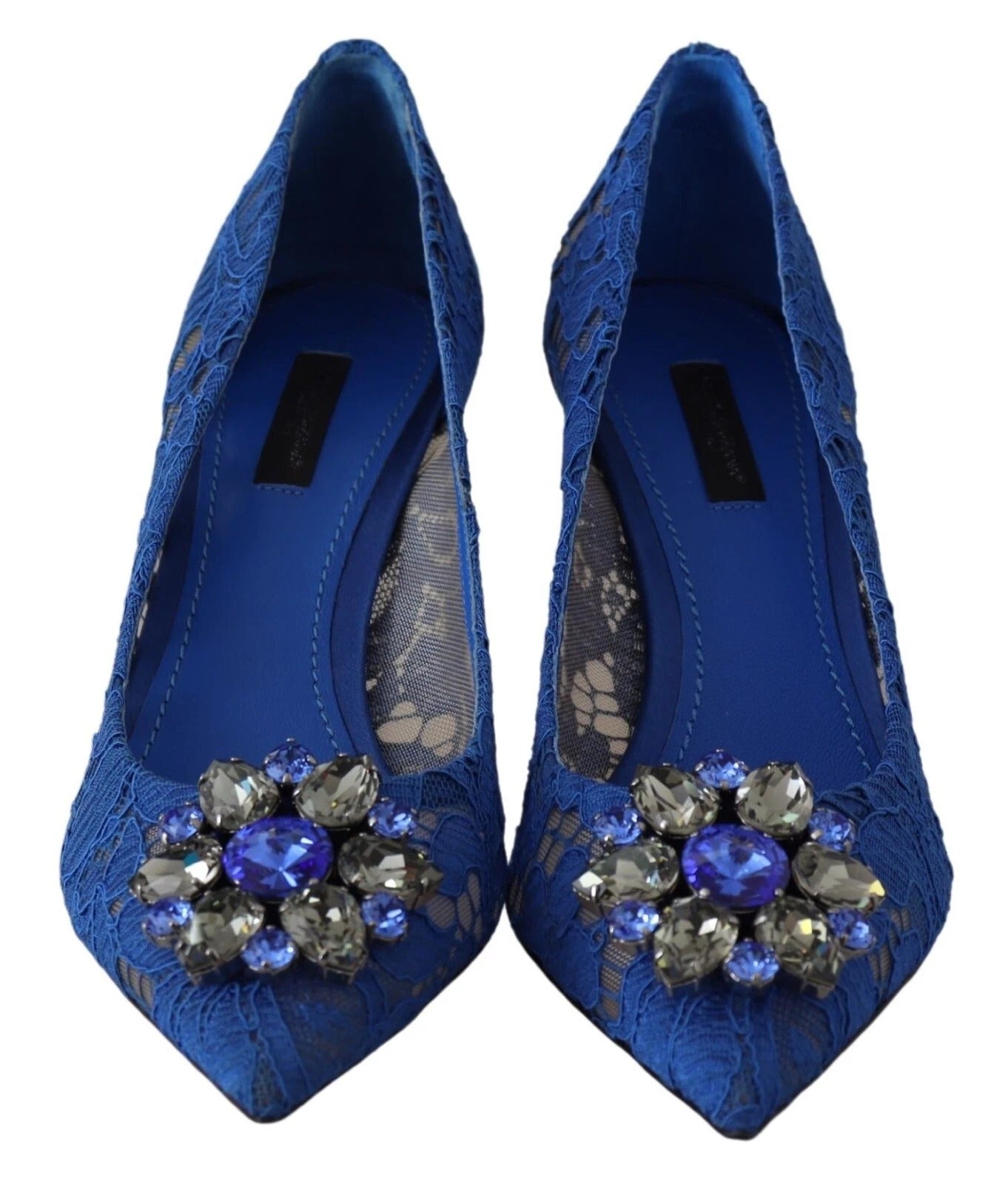 Dolce & Gabbana Blue Lace Crystal Ballet Pumps