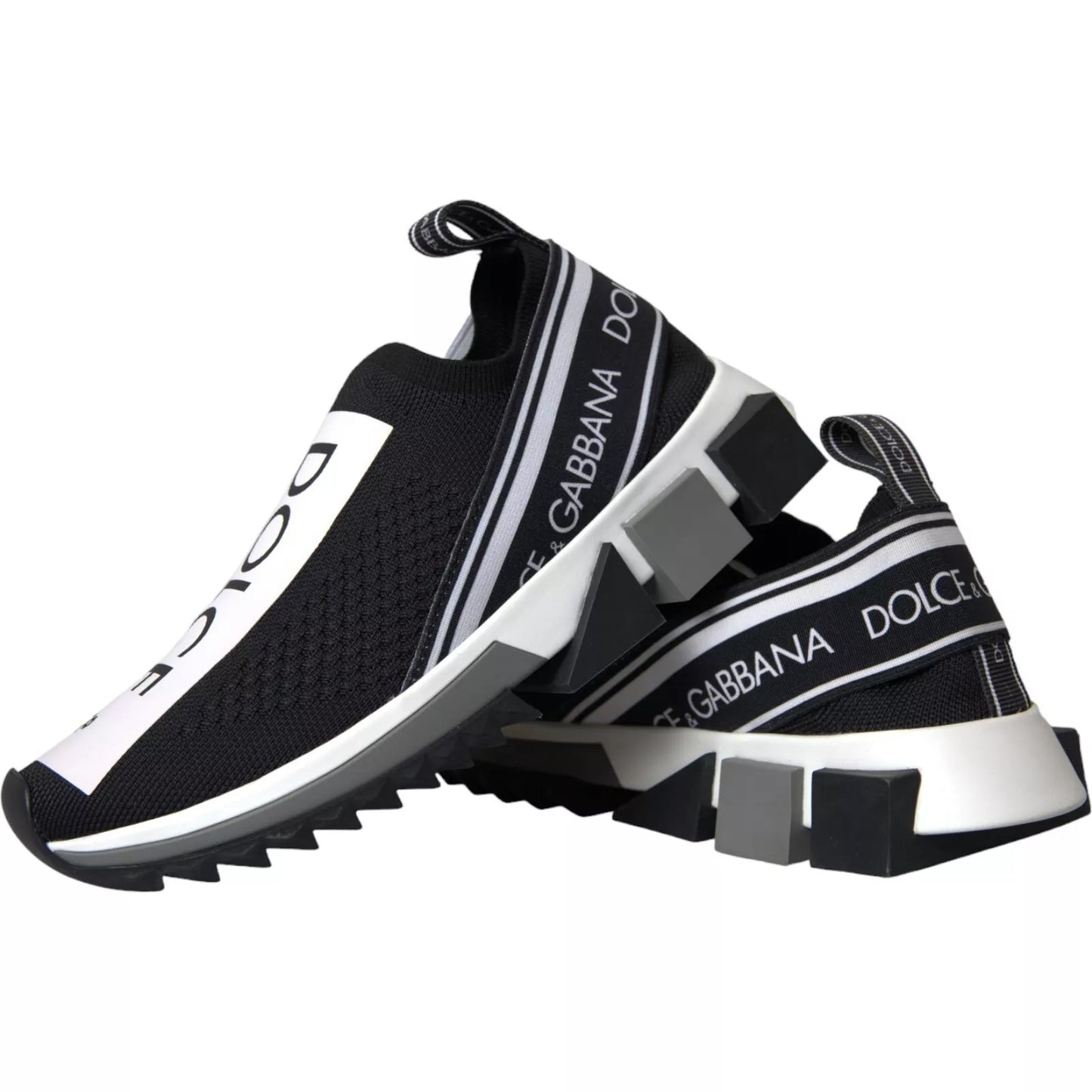 Dolce & Gabbana Black and White Slip-On Sorrento Sneakers