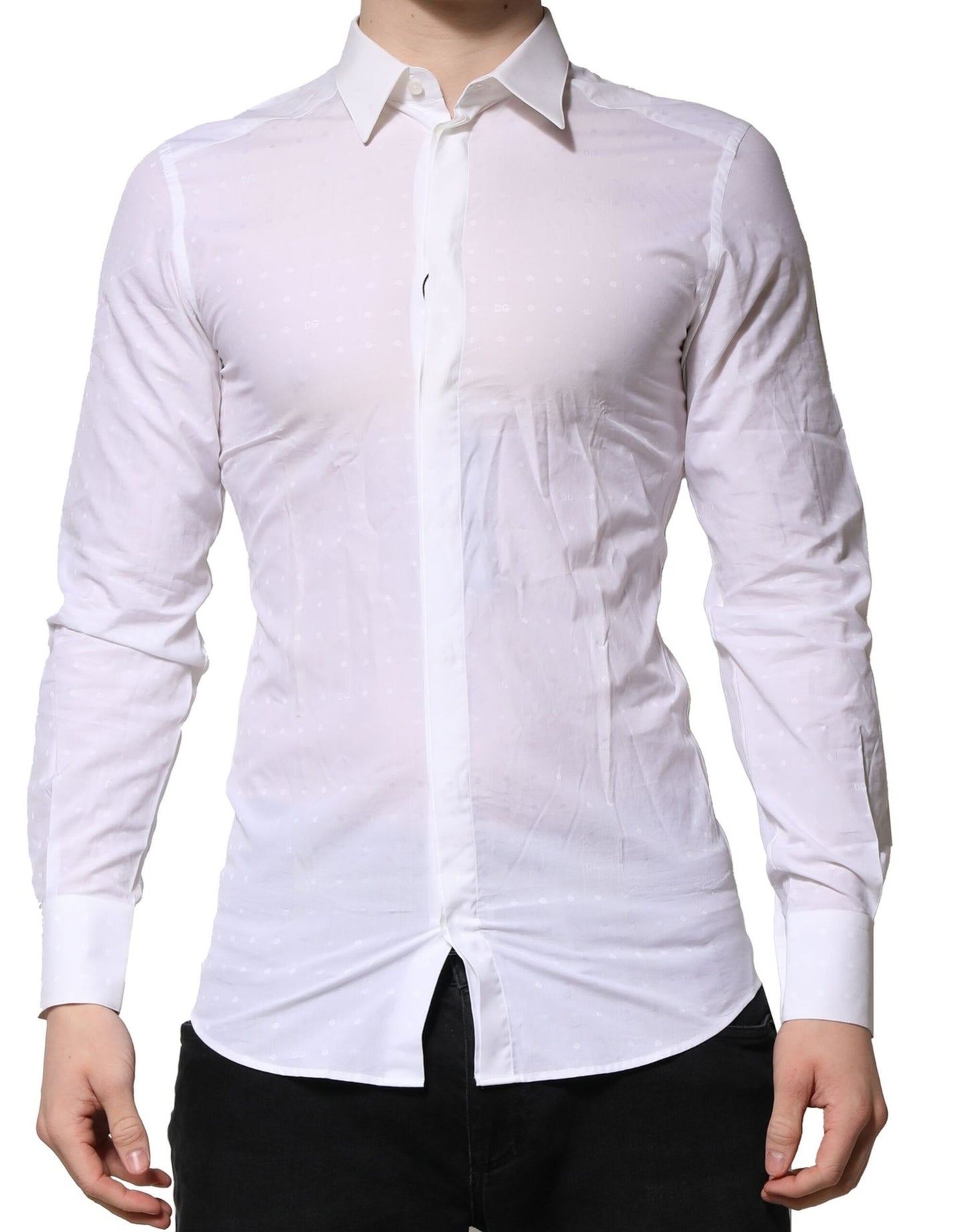 Dolce & Gabbana GOLD Long Sleeves White Cotton Formal Shirt