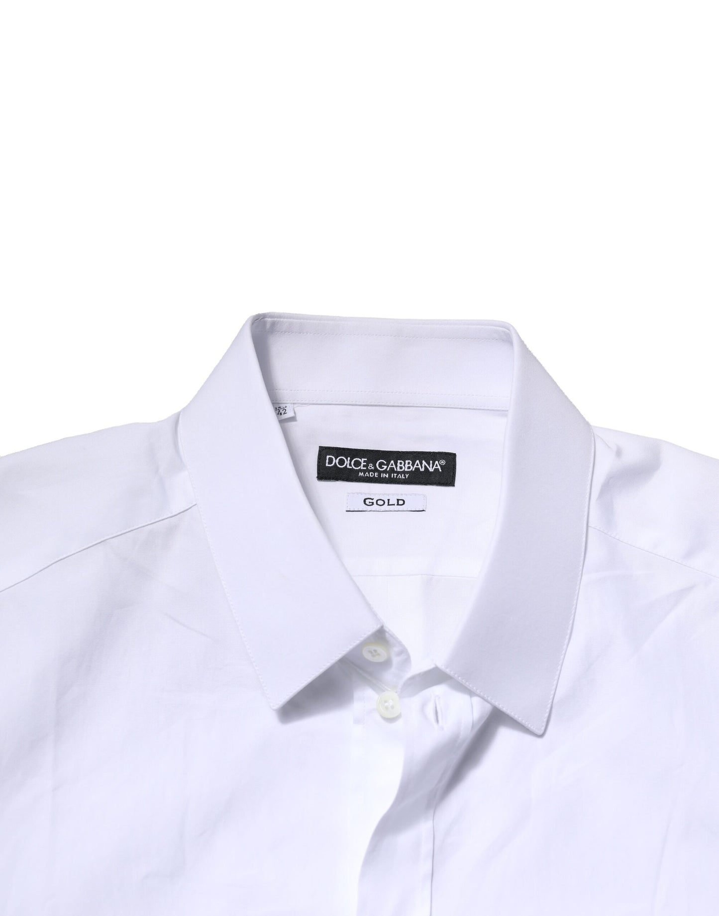 Dolce & Gabbana GOLD White Cotton Long Sleeves Formal Shirt