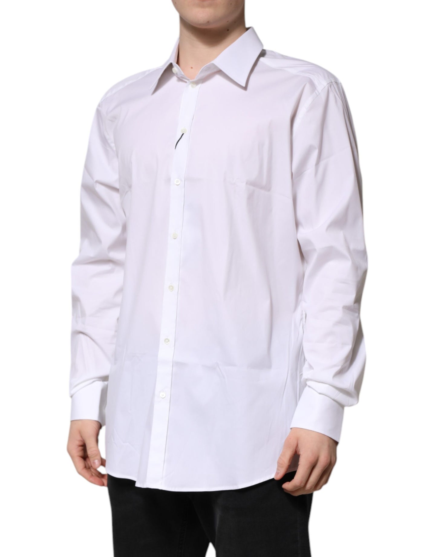 Dolce & Gabbana GOLD Long Sleeves Formal Shirt in White Cotton