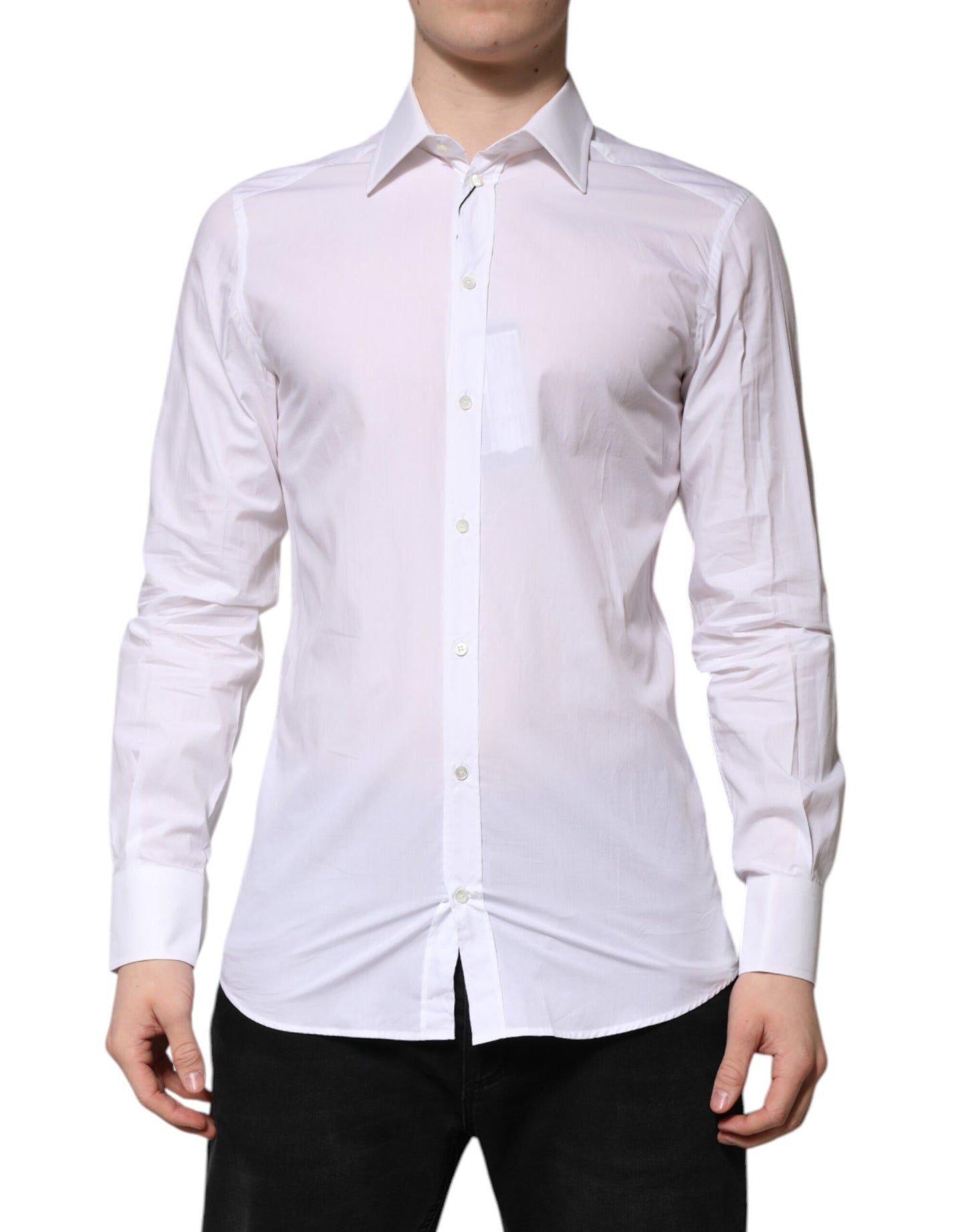 Dolce & Gabbana White GOLD Long Sleeves Dress Shirt for Men