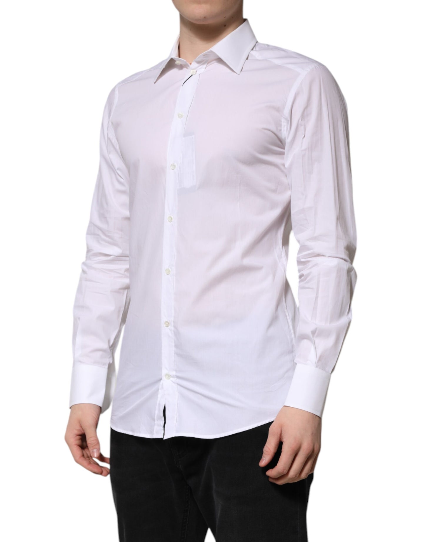 Dolce & Gabbana White GOLD Long Sleeves Dress Shirt for Men