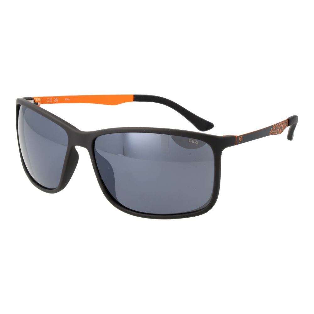 Fila Men’s Sunglasses – Black Square Frame with Grey Mirrored Lenses, 62mm