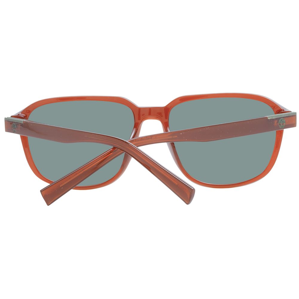 Timberland Brown Men's Sunglasses – Square Full-Rim with Green Polarized Lenses, 56mm